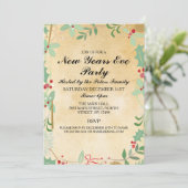 winterfoliage Nieuwe Jaren Dag Eve Invite Kaart (Staand voorkant)