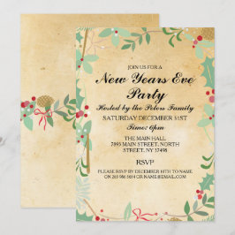 winterfoliage Nieuwe Jaren Dag Eve Invite Kaart