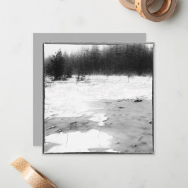 Winterfoto in vintage stijl van een bevroren hoogv notitiekaartje