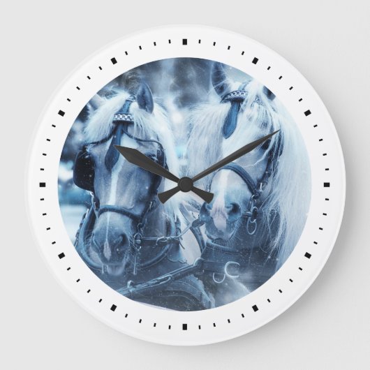 Winterfoto van het schitterende paard grote klok (Voorkant)