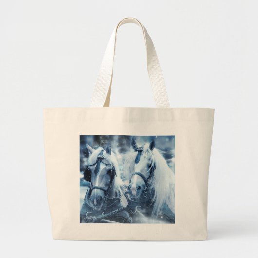 Winterfoto van het schitterende paard grote tote bag (Voorkant)