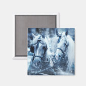 Winterfoto van het schitterende paard magneet (Voorkant / Achterkant)