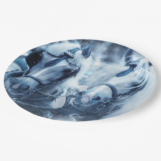 Winterfoto van het schitterende paard papieren bordje (Gekanteld)