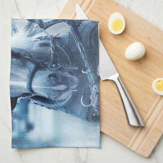 Winterfoto van het schitterende paard theedoek (Quarter Fold)