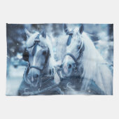 Winterfoto van het schitterende paard theedoek (Horizontaal)