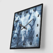 Winterfoto van het schitterende paard vierkante klok (Hoek)