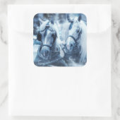 Winterfoto van het schitterende paard vierkante sticker (Tas)