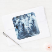 Winterfoto van het schitterende paard vierkante sticker (Envelop)