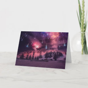 Winterfotosneeuw Vuurwerk kerstmis Feestdagen Kaart