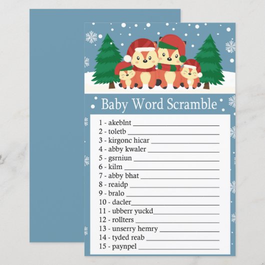 Winterfox Baby word scramble game (Voorkant / Achterkant)