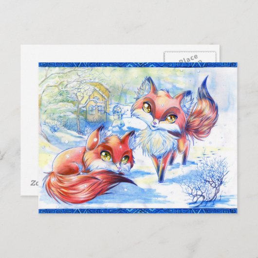 Winterfoxes Briefkaart (Voorkant / Achterkant)