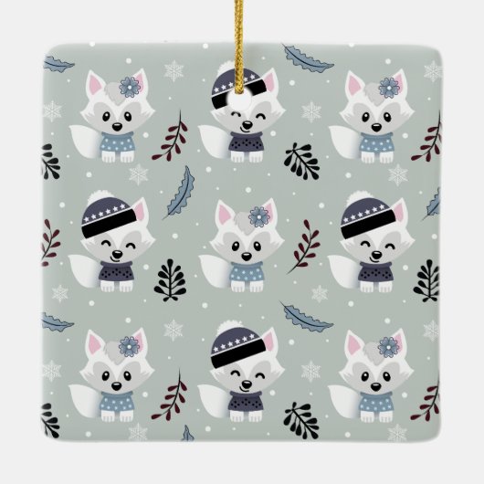 Winterfoxes Keramisch Ornament (Achterkant)
