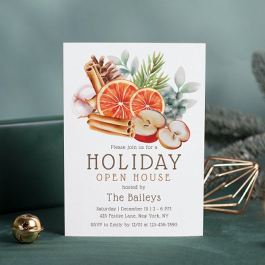 Winterfruit Bloemen Waterverf Vakantie Open Huis Kaart