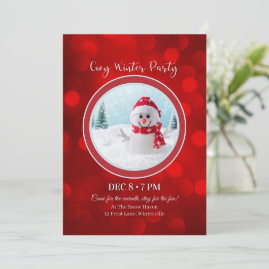 Winterful Party Invitation – Cozy Festive Design Kaart (Staand voorkant)