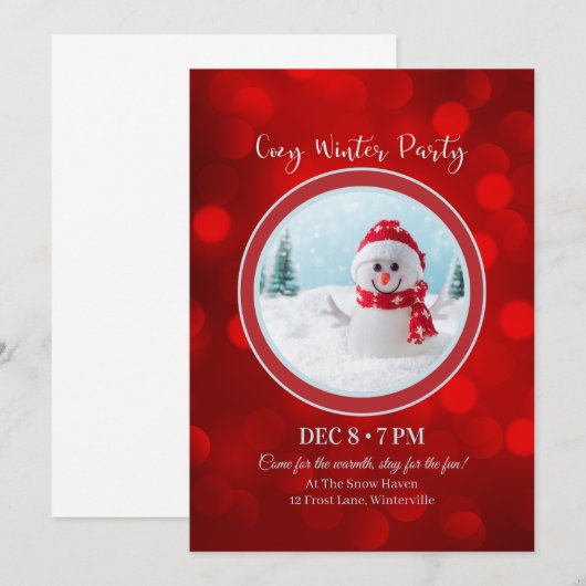 Winterful Party Invitation – Cozy Festive Design Kaart (Voorkant / Achterkant)