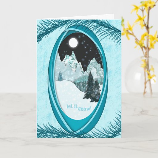 Winterful Wonderland Seasonal Greeting Card Kaart (Gele Bloem)