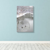 Winterganzen op de rivier canvas afdruk (Insitu (Houten vloer))