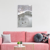 Winterganzen op de rivier canvas afdruk (Insitu (Woonkamer))