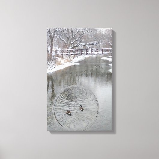 Winterganzen op de rivier canvas afdruk (Voorkant)