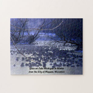 Winterganzen op het Michiganmeer, Mequon in Wiscon Legpuzzel
