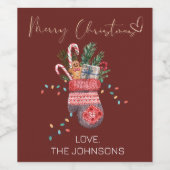Wintergaren Mitten Merry Christmas Light Rood Wijn Etiket (Enkel label)