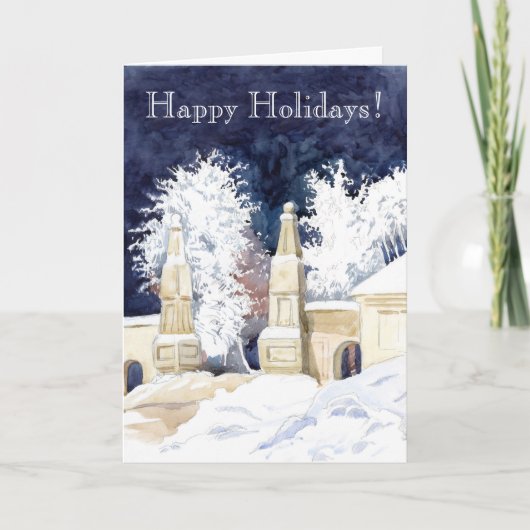 Wintergate bij nacht (schets) feestdagen kaart (Voorkant)