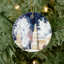 Wintergate bij nacht (schets) keramisch ornament