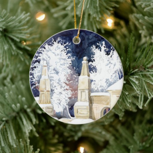 Wintergate bij nacht (schets) keramisch ornament (Boom)