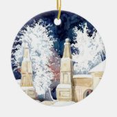 Wintergate bij nacht (schets) keramisch ornament (Voorkant)