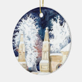 Wintergate bij nacht (schets) keramisch ornament (Links)