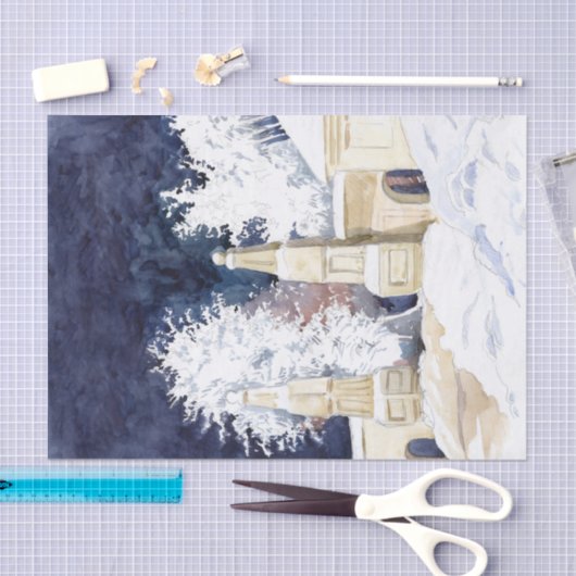 Wintergate bij nacht (schets) tissuepapier (Craft)