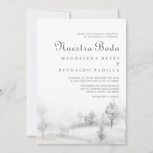 Wintergebergte Nuestra Boda Wedding Kaart (Voorkant)