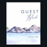 Wintergebergte Poster<br><div class="desc">Dit 'Winter Mountain'-gastenboek is precies wat je zocht om je eenvoudige rustige bruiloft te voltooien. Ontworpen met een roze en blauwe pastelkleur die prachtig in de marine en vlakke hoogtepunten mengt, die allemaal perfect een avond in de natuur vastleggen. Het is zeker dat je je minimalistische colorado avontuur op een...</div>