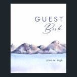 Wintergebergte Poster<br><div class="desc">Dit 'Winter Mountain'-gastenboek is precies wat je zocht om je eenvoudige rustige bruiloft te voltooien. Ontworpen met een roze en blauwe pastelkleur die prachtig in de marine en vlakke hoogtepunten mengt, die allemaal perfect een avond in de natuur vastleggen. Het is zeker dat je je minimalistische colorado avontuur op een...</div>
