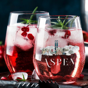 Wintergebergte   Ski Bachelorette Party Wijnglas Zonder Voet