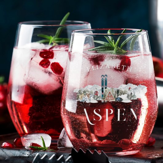 Wintergebergte | Ski Bachelorette Party Wijnglas Zonder Voet