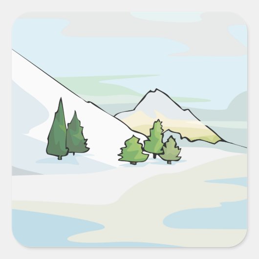Wintergebergte — Snowy Landschap Vierkante Sticker (Voorkant)