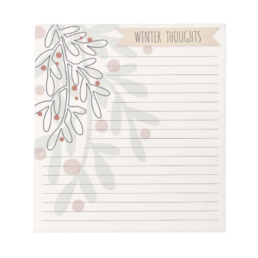 Wintergedachten handgetekende abstracte maretak notitieblok (Voorkant)