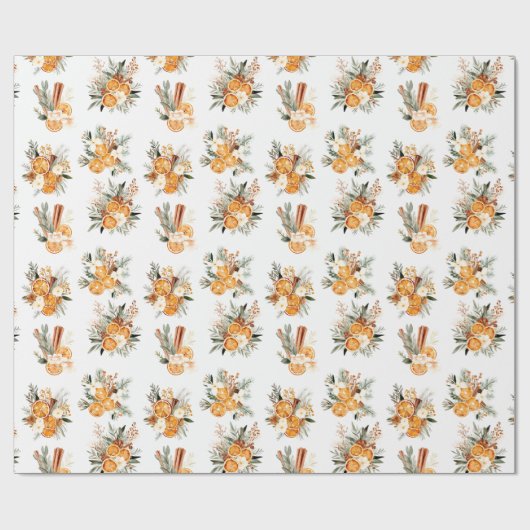 Wintergedroogde sinaasappels Kerst cadeaupapier (Vlak)