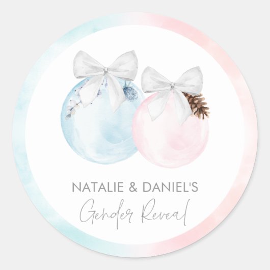 Wintergender onthullen Baby shower Ronde Sticker (Voorkant)