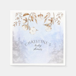 Wintergeslacht Neutrale katoenbloem Baby shower Servet