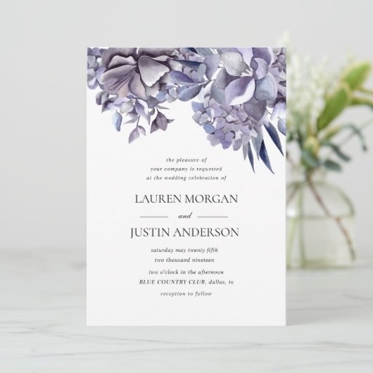 wintergevoelige hydrangea floral Wedding Kaart (Staand voorkant)