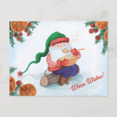 Wintergnoom in de sneeuw briefkaart (Voorkant)