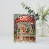 wintergnoom in paddenstoelenkerst briefkaart (Staand voorkant)
