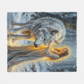 Wintergodin & Witte Wolf Fleece Deken (Voorkant (Horizontaal))