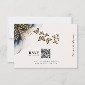 Wintergolven met gouden vleugels QR code RSVP kaar Kaartje (Voorkant)