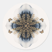 Wintergolven met gouden vleugels Trouwen Ronde Sticker (Voorkant)