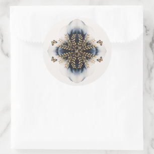 Wintergolven met gouden vleugels Trouwen Ronde Sticker