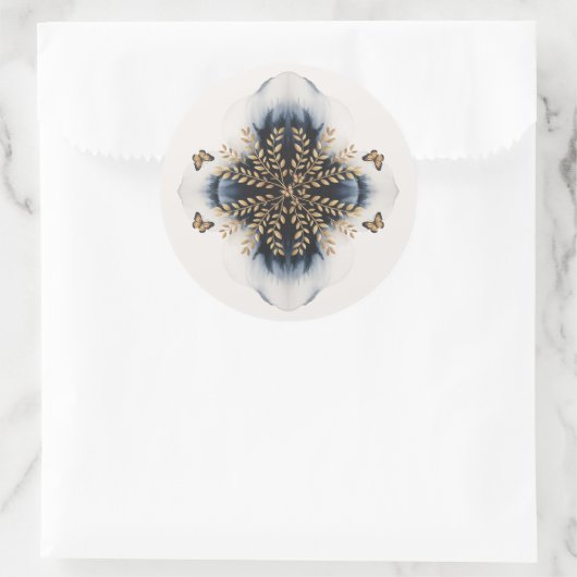 Wintergolven met gouden vleugels Trouwen Ronde Sticker (Tas)