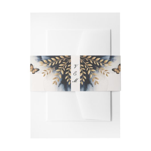 Wintergolven met gouden vleugels Trouwen Uitnodigingen Wikkel (Voorkant Voorbeeld)